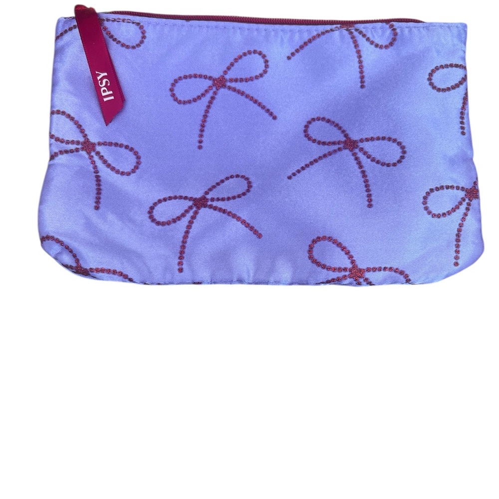 4/$12 Ipsy Purple Bow Patterned Makeup Bag